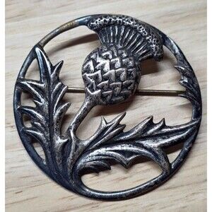Vintage Danecraft Brooch Pin Scottish Thistle Flower-  Sterling Silver